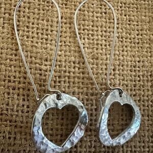 Hammered Sterling Heart Earrings